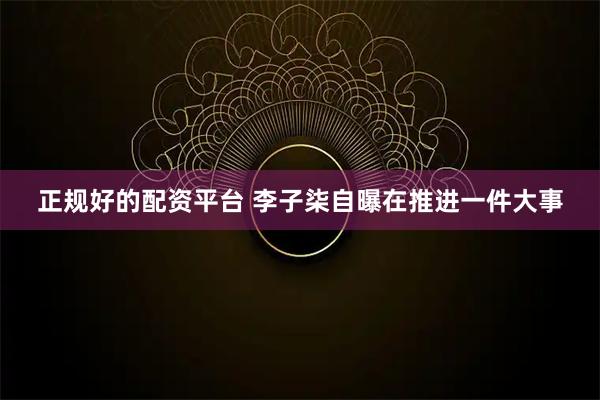 正规好的配资平台 李子柒自曝在推进一件大事
